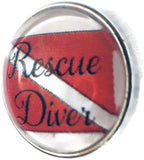 Rescue Diver Scuba Diver Down Flag 18MM - 20MM Fashion Snap Jewelry Snap Charm