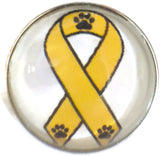 Pet Cancer Yellow Ribbon with Paw Prints 18MM - 20MM Fashion Snap Jewelry Snap Charm