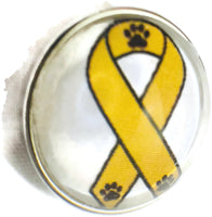 Pet Cancer Yellow Ribbon with Paw Prints 18MM - 20MM Fashion Snap Jewelry Snap Charm