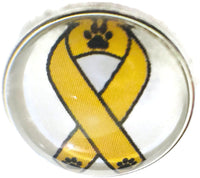 Pet Cancer Yellow Ribbon with Paw Prints 18MM - 20MM Fashion Snap Jewelry Snap Charm