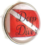 Deep Diver Scuba Diver Down Flag 18MM - 20MM Fashion Snap Jewelry Snap Charm
