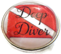 Deep Diver Scuba Diver Down Flag 18MM - 20MM Fashion Snap Jewelry Snap Charm