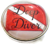 Deep Diver Scuba Diver Down Flag 18MM - 20MM Fashion Snap Jewelry Snap Charm
