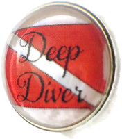 Deep Diver Scuba Diver Down Flag 18MM - 20MM Fashion Snap Jewelry Snap Charm