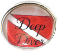 Deep Diver Scuba Diver Down Flag 18MM - 20MM Fashion Snap Jewelry Snap Charm