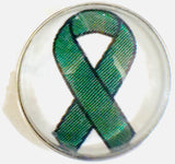 Cancer Green Ribbon for Liver Cancer Fashion Snap Jewelry Charm