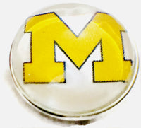 Michigan Wolverines College Logo Fashion Snap Jewelry University Snap Charm