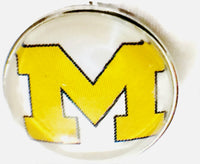 Michigan Wolverines College Logo Fashion Snap Jewelry University Snap Charm