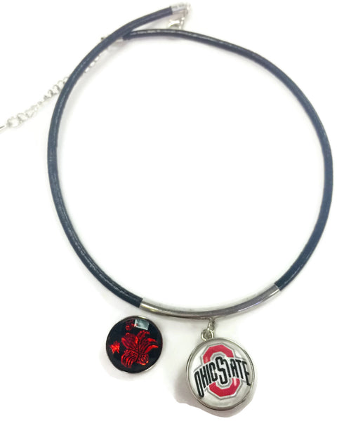 Ohio State University OSU College Logo 15" Necklace with Extra 18MM - 20 MM Snap Jewelry Charm