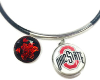 Ohio State University OSU College Logo 15" Necklace with Extra 18MM - 20 MM Snap Jewelry Charm