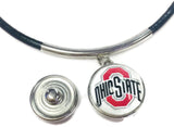Ohio State University OSU College Logo 15" Necklace with Extra 18MM - 20 MM Snap Jewelry Charm