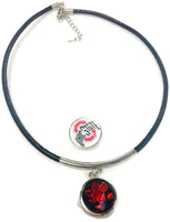 Ohio State University OSU College Logo 15" Necklace with Extra 18MM - 20 MM Snap Jewelry Charm