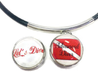 SCUBA Advanced Diver and Lets Dive 15" Necklace with Extra 18MM - 20 MM Snap Jewelry Charm