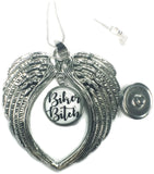 Harley Davidson Snap and Biker Bi@*! Snap on Wings Pendant 18MM - 20MM Snap Charm 20" Necklace