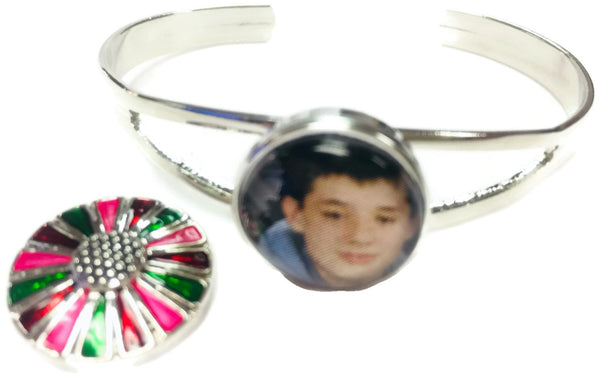 Personalized Photo Snap on Metal Bracelet With Extra 18MM - 20MM Snap Jewelry Charms