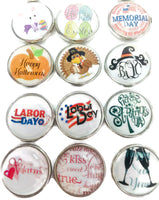 20 Different Holiday Snap Charms 18MM - 20MM Snap Charm for Snap Jewelry