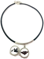 Harley Davidson Pink Heart & Biker Chick 15" Necklace with 2 18MM - 20 MM Snap Jewelry Charms