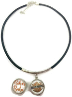 Harley Davidson Bar and Shield & Biker Babe 15" Necklace with 2 18MM - 20 MM Snap Jewelry Charms