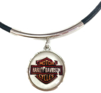 Harley Davidson Shield & Biker Babe 15" Necklace with 2 18MM - 20 MM Snap Jewelry Charms
