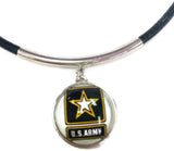 US Military ARMY Snaps on  15" Necklace with 2 18MM - 20MM Snap Jewelry Charms