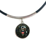 US Military ARMY Snaps on  15" Necklace with 2 18MM - 20MM Snap Jewelry Charms