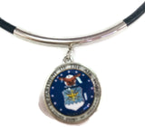 US Military AIR FORCE Snaps on  15" Necklace with 2 18MM - 20MM Snap Jewelry Charms