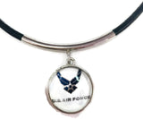 US Military AIR FORCE Snaps on  15" Necklace with 2 18MM - 20MM Snap Jewelry Charms