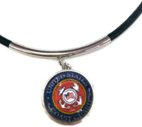 US Military COAST GUARD Snaps on  15" Necklace with 2 18MM - 20MM Snap Jewelry Charms