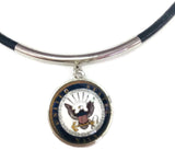 US Military NAVY Snaps on  15" Necklace with 2 18MM - 20MM Snap Jewelry Charms