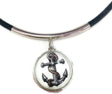 US Military NAVY Snaps on  15" Necklace with 2 18MM - 20MM Snap Jewelry Charms