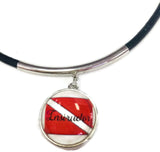 SCUBA Instructor Diver Flag & Bubble Addict 15" Necklace with 2 18MM - 20MM Snap Jewelry Charm8
