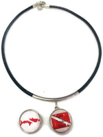 SCUBA Open Water Diver Flag and Shark 15" Necklace with 2 18MM - 20MM Snap Jewelry Charms