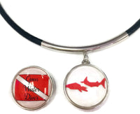 SCUBA Open Water Diver Flag and Shark 15" Necklace with 2 18MM - 20MM Snap Jewelry Charms