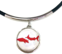 SCUBA Open Water Diver Flag and Shark 15" Necklace with 2 18MM - 20MM Snap Jewelry Charms