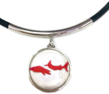 SCUBA Open Water Diver Flag and Shark 15" Necklace with 2 18MM - 20MM Snap Jewelry Charms