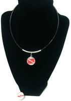 SCUBA Open Water Diver Flag and Shark 15" Necklace with 2 18MM - 20MM Snap Jewelry Charms