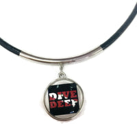 SCUBA Nitrox Diver Flag and DIVE DEEP 18" Necklace with 2 18MM - 20MM Snap Jewelry Charms