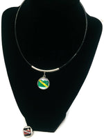 SCUBA Nitrox Diver Flag and DIVE DEEP 18" Necklace with 2 18MM - 20MM Snap Jewelry Charms