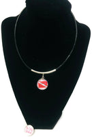 SCUBA Assistant Instructor Diver Flag & Bubble Addict 15" Necklace with 2 18MM - 20MM Snap Charms