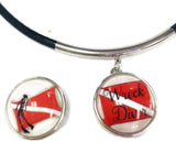 SCUBA Wreck Diver Flag and Diver on Flag 15" Necklace with 2 18MM - 20MM Snap Jewelry Charms