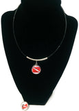 SCUBA Wreck Diver Flag and Diver on Flag 15" Necklace with 2 18MM - 20MM Snap Jewelry Charms