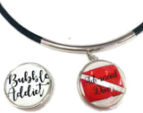 SCUBA Advanced Diver Flag and Bubble Addict 18" Necklace with 2 18MM - 20MM Snap Jewelry Charms