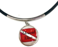 SCUBA Advanced Diver Flag and Bubble Addict 15" Necklace with 2 18MM - 20MM Snap Jewelry Charms