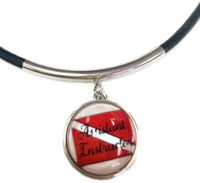 SCUBA Assistant Instructor Diver Flag and Turtle 15" Necklace with 2 18MM - 20MM Snap Jewelry Charms
