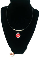 SCUBA Divemaster Diver Flag and DIVER 18" Necklace with 2 18MM - 20MM Snap Jewelry Charms