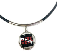 SCUBA Deep Diver Flag and DIVE DEEP 15" Necklace with 2 18MM - 20MM Snap Jewelry Charms