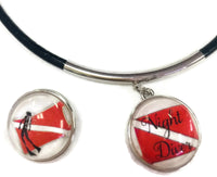 SCUBA Night Diver Flag and Diver on Flag 18" Necklace with 2 18MM - 20MM Snap Jewelry Charms