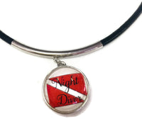 SCUBA Night Diver Flag and Diver on Flag 18" Necklace with 2 18MM - 20MM Snap Jewelry Charms