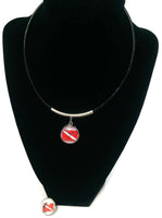 SCUBA Night Diver Flag and Diver on Flag 18" Necklace with 2 18MM - 20MM Snap Jewelry Charms