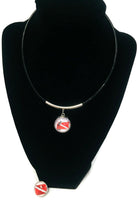 SCUBA Night Diver Flag and Diver on Flag 18" Necklace with 2 18MM - 20MM Snap Jewelry Charms